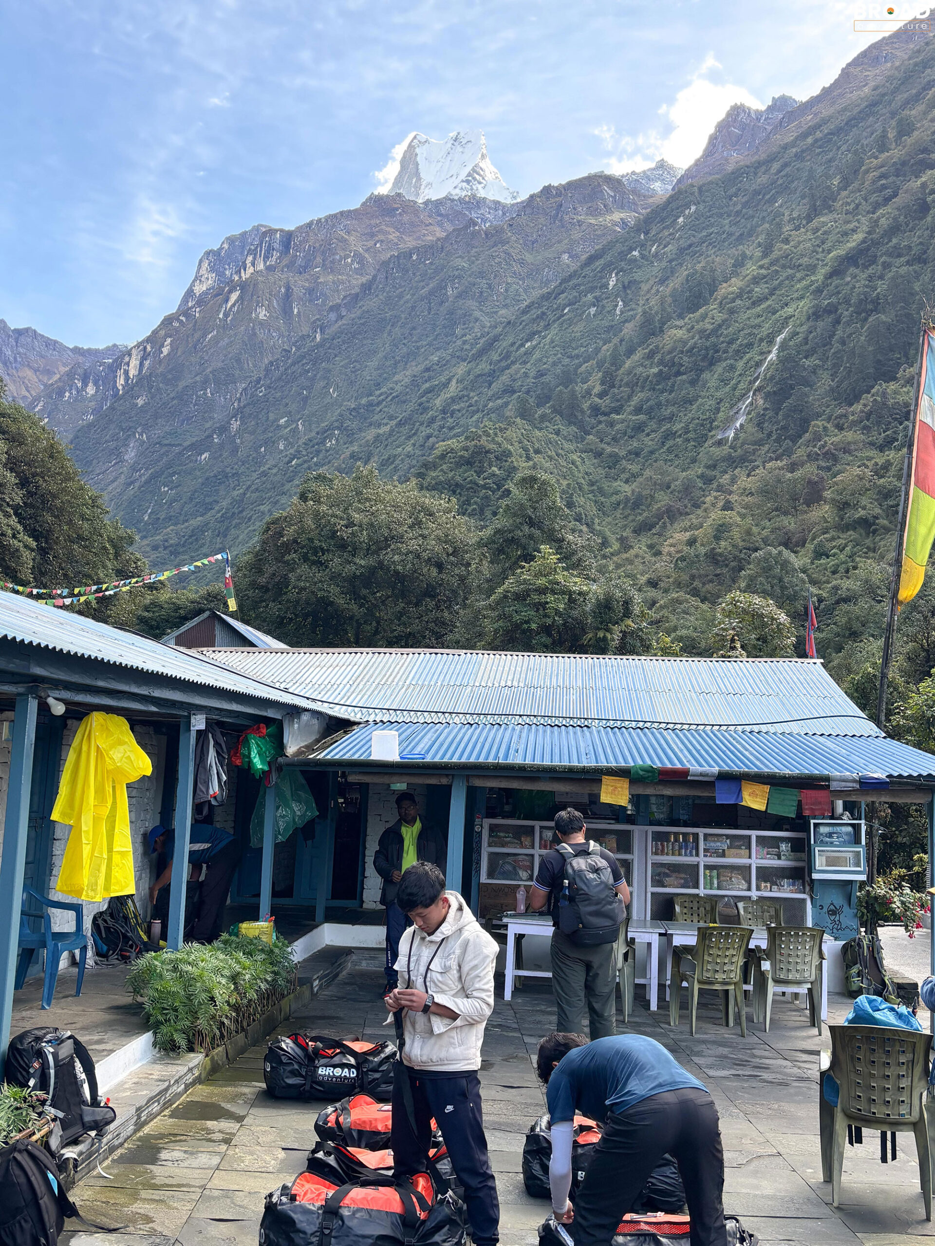 Trekkers are ready for Annapurna Base Camp Trek after a night stay 